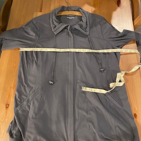 Eileen fisher women sustainable organic cotton funnel neck jacket sz L gray - Picture 5 of 9